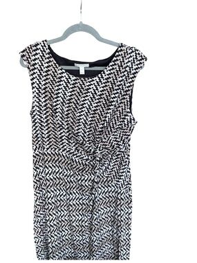 Dana Buchman Black, Tan & White Twist-Front Midi Dress